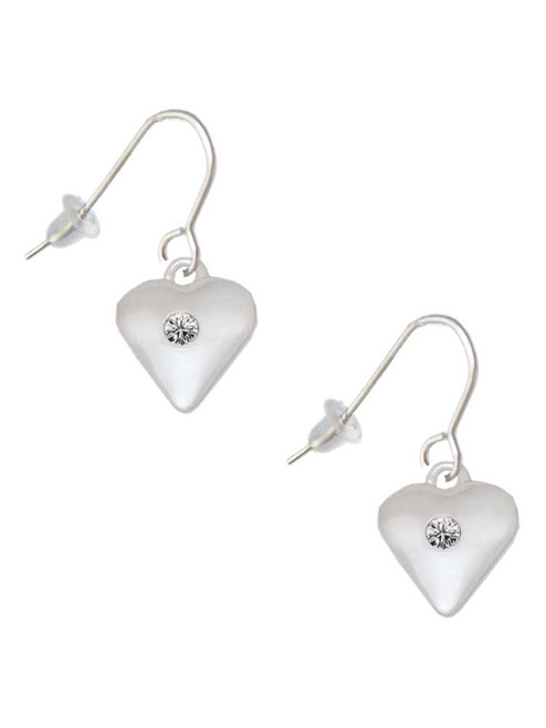 Large April - Clear Crystal Heart French Earrings