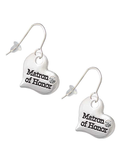 Large Matron of Honor Heart French Earrings