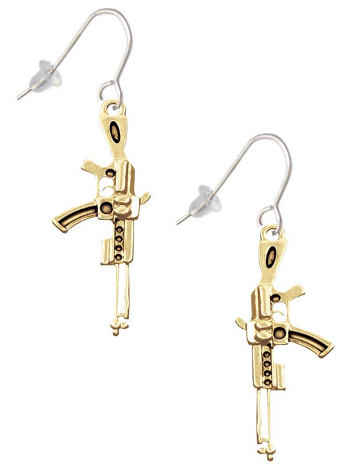 Gold Tone Rifle French Earrings