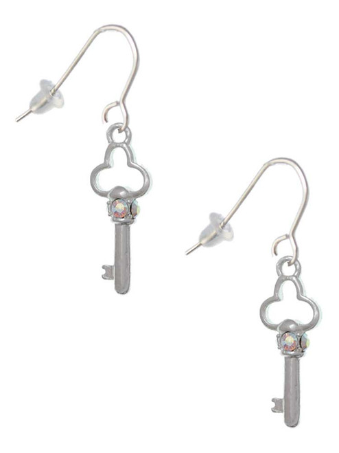 Trefoil Key with AB Crystals French Earrings
