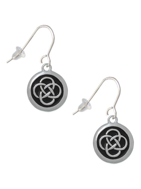 Celtic Knot in Black Circle French Earrings