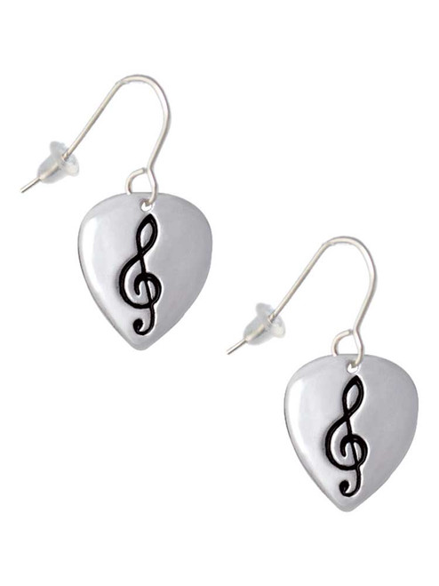 Large Clef on Guitar Pick French Earrings