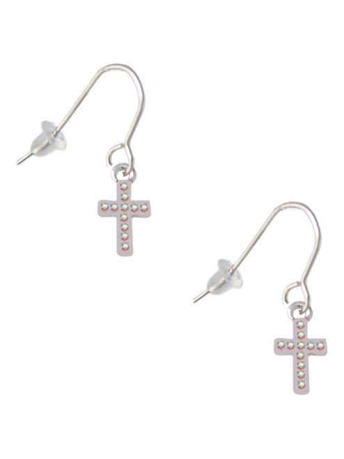 Small AB Crystal Cross French Earrings