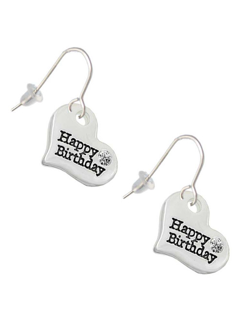 Large Happy Birthday Heart French Earrings
