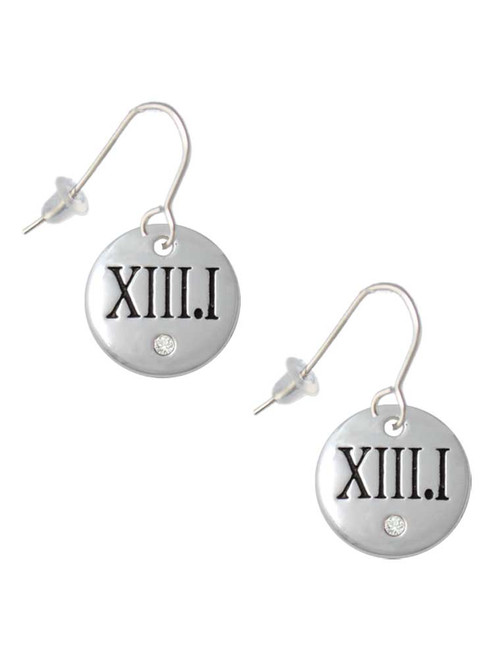 Half Marathon with Clear Crystal Roman Numeral French Earrings