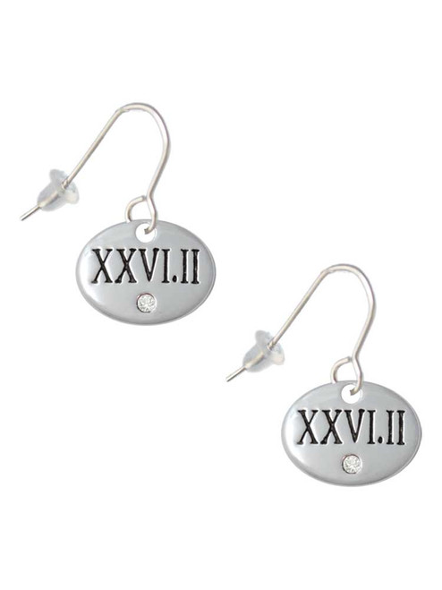 Marathon with Clear Crystal Roman Numeral French Earrings