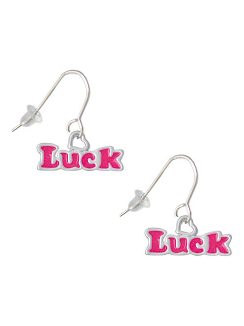 Hot Pink ''Luck'' with Heart French Earrings