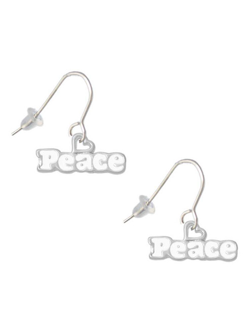 White ''Peace'' with Heart French Earrings