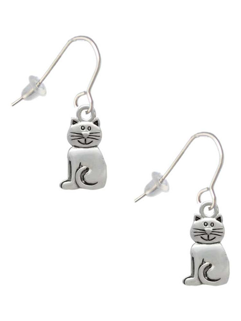 2-D Smiling Cat French Earrings