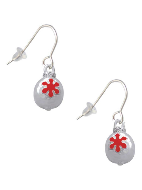 Ornament with Red Snowflake French Earrings