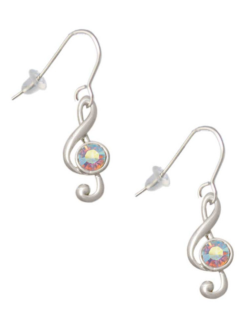 Medium Clef with AB Crystal French Earrings