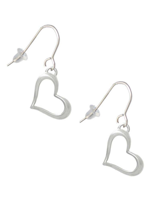 Slanted Open Heart French Earrings