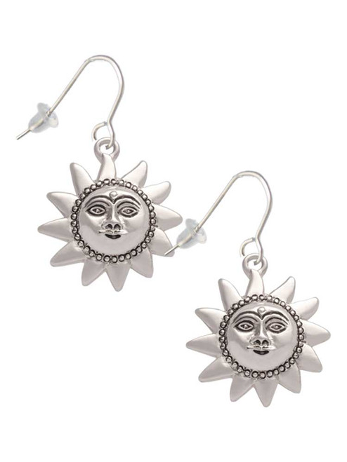 Medium Sun Face with Beaded Edging French Earrings