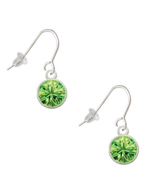 10mm Lime Green Oktant Crystal Drop French Earrings