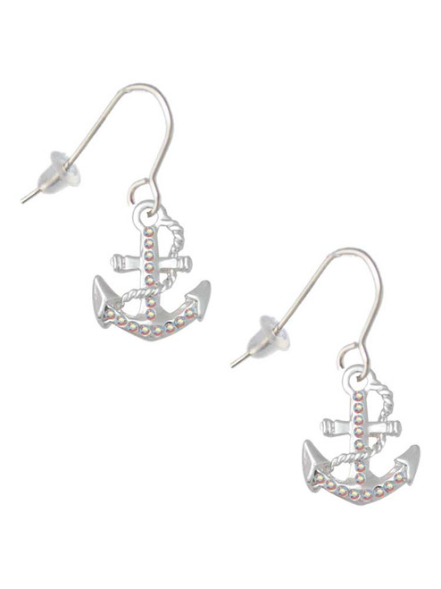 AB Crystal Anchor French Earrings