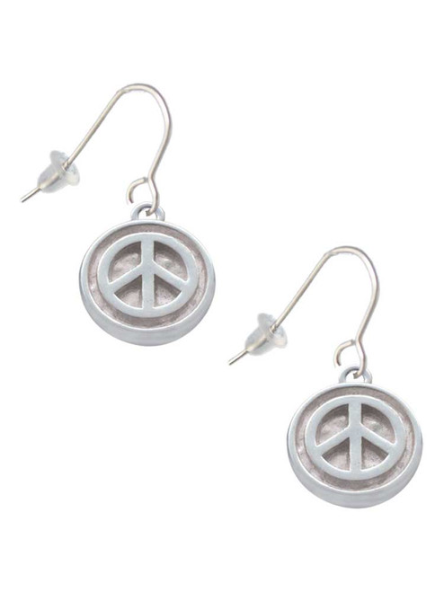 Peace Sign - Round Seal French Earrings