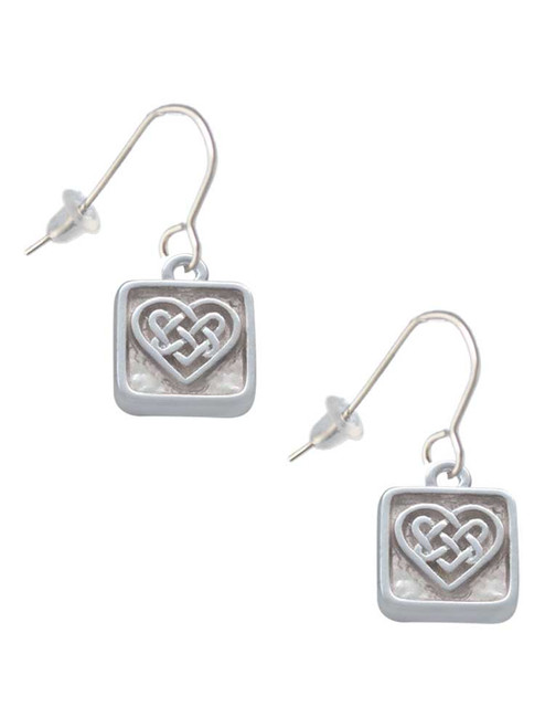 Celtic Knot Heart - Square Seal French Earrings