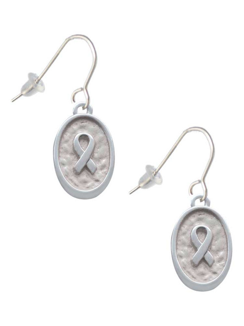 Awareness Ribbon - Oval Seal French Earrings
