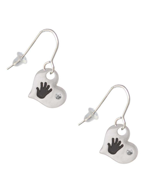 Hand Print Heart French Earrings