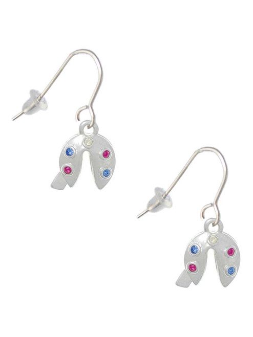 Multicolored Crystal Fortune Cookie French Earrings