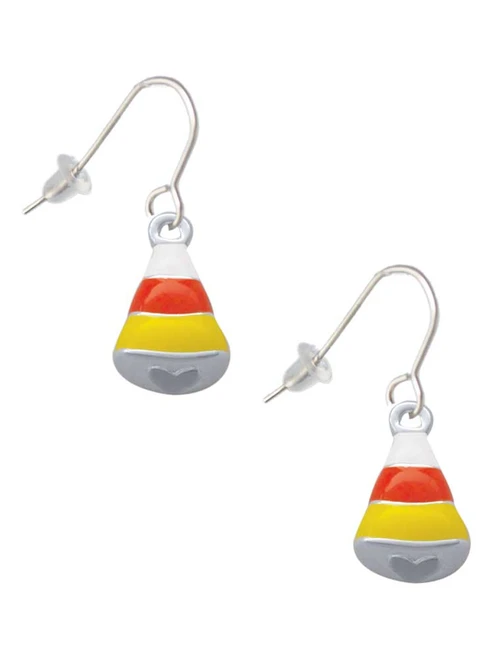 3-D Enamel Candy Corn French Earrings