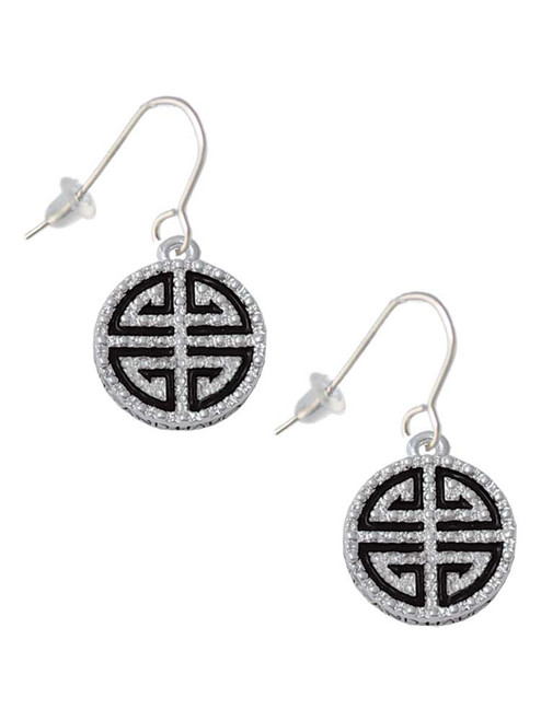 Black Chinese Blessing French Earrings