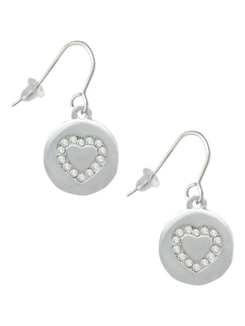 Disc with Crystal Heart French Earrings
