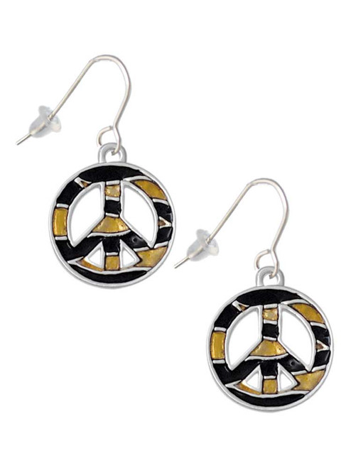 Large Brown Tiger Print Peace Sign French Earrings