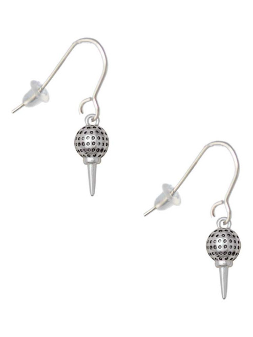 Small Golf Ball on Tee French Earrings