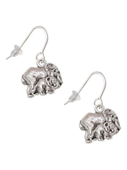 Loved Elephant with Baby French Earrings