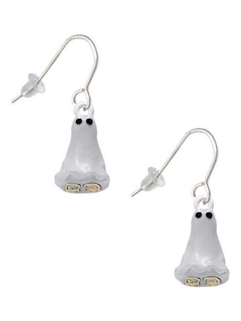 3-D Ghost with Black Crystals French Earrings