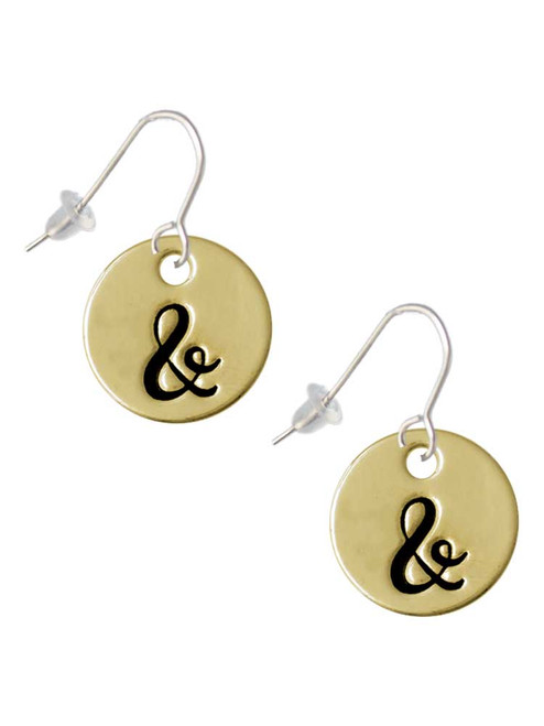 Large Gold Tone Disc Letter - & - 3/4'' French Earrings