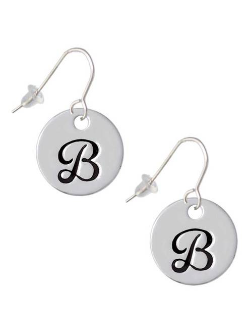 Large Script Letter - B - 3/4'' Disc - French Earrings