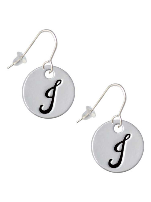 Large Script Letter - J - 3/4'' Disc - French Earrings
