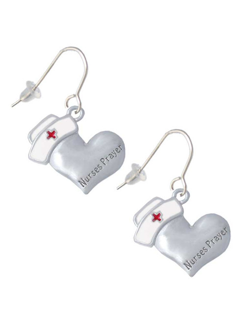 Nurse's Prayer Heart - Healing Hand French Earrings