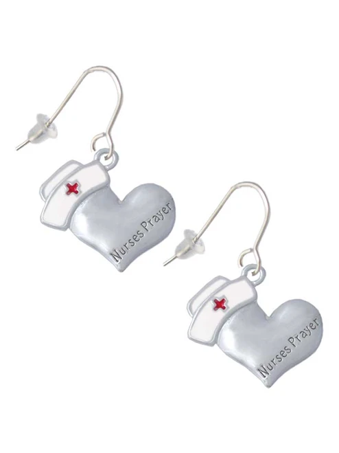 Nurse's Prayer Heart - Lord Guide French Earrings