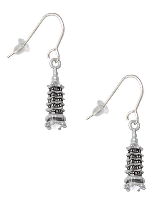 Pagoda with Clear Crystal French Earrings