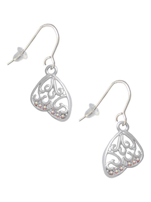 Open Clear AB Crystal Butterfly Wing French Earrings