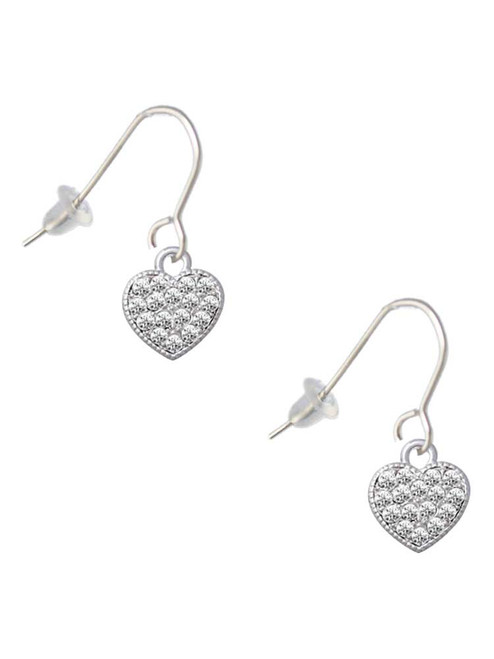 Small Heart with Clear Crystals French Earrings