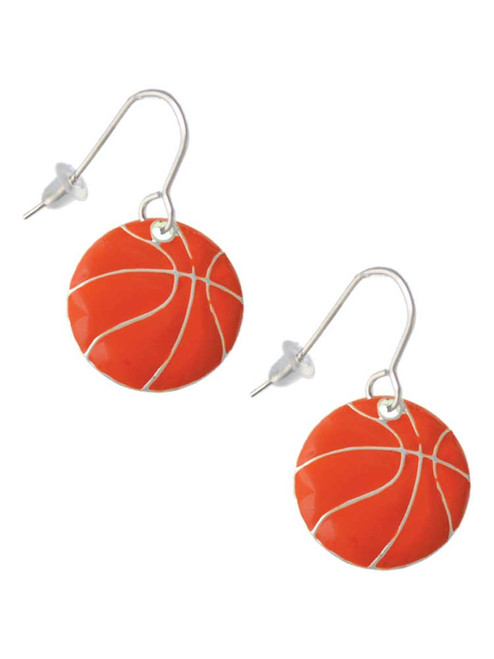 3/4'' Enamel Basketball French Earrings
