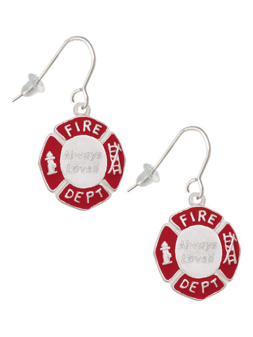 Always Loved Fire Department Shield French Earrings