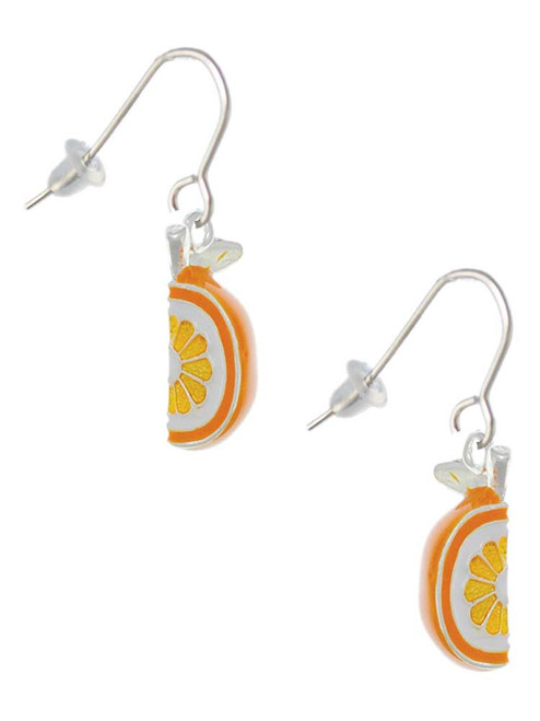 3-D Enamel Orange Slice French Earrings