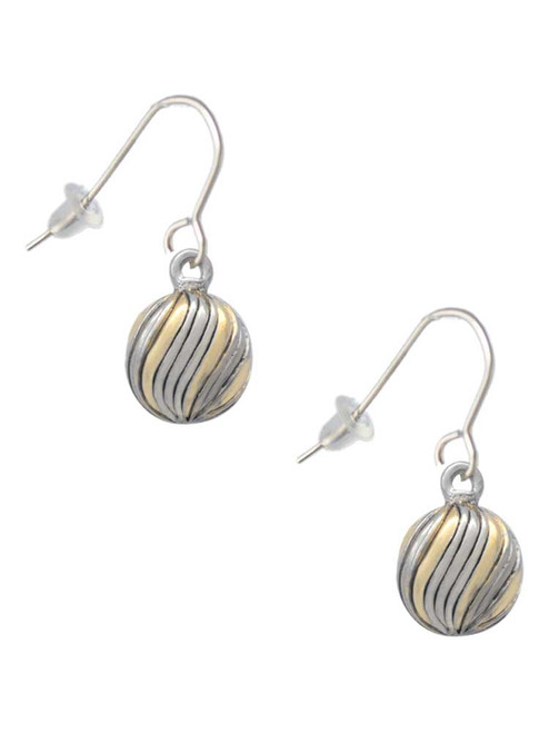 3-D Gold Tone and Striped Ornament French Earrings