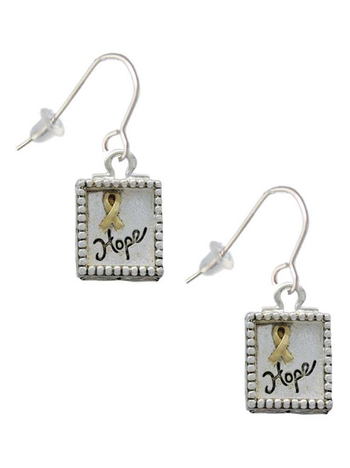 Shadow Box ''Hope'' with Gold Tone Ribbon French Earrings