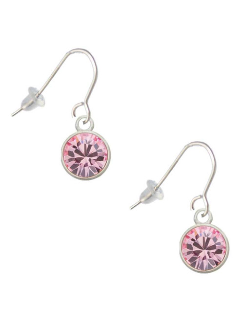 10mm Light Pink Crystal Drop French Earrings