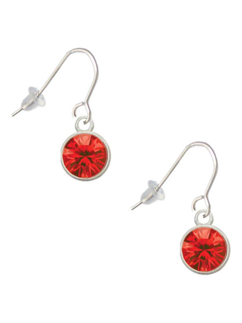 10mm Red Crystal Drop French Earrings