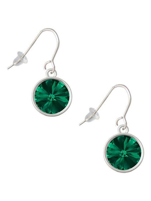 12mm Crystal Rivoli - Green French Earrings