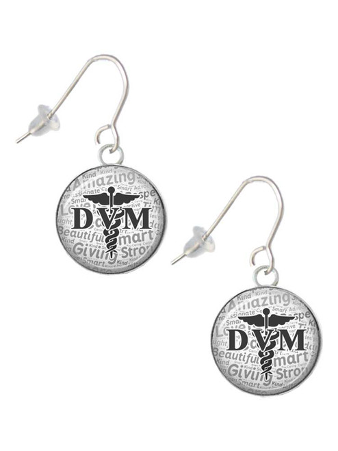 Domed Black DVM French Earrings