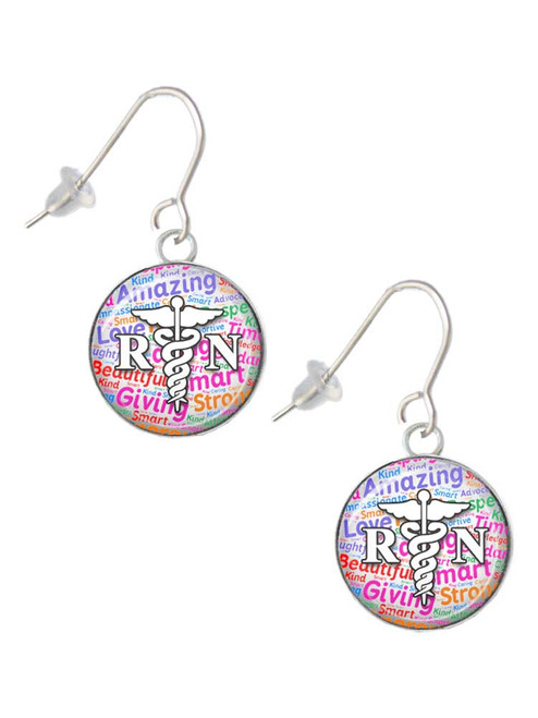 Domed Multi Color RN French Earrings