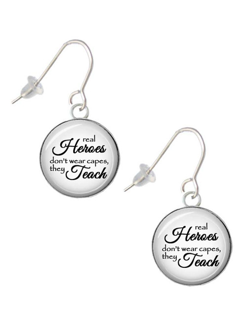 Domed Real Heroes Teach French Earrings